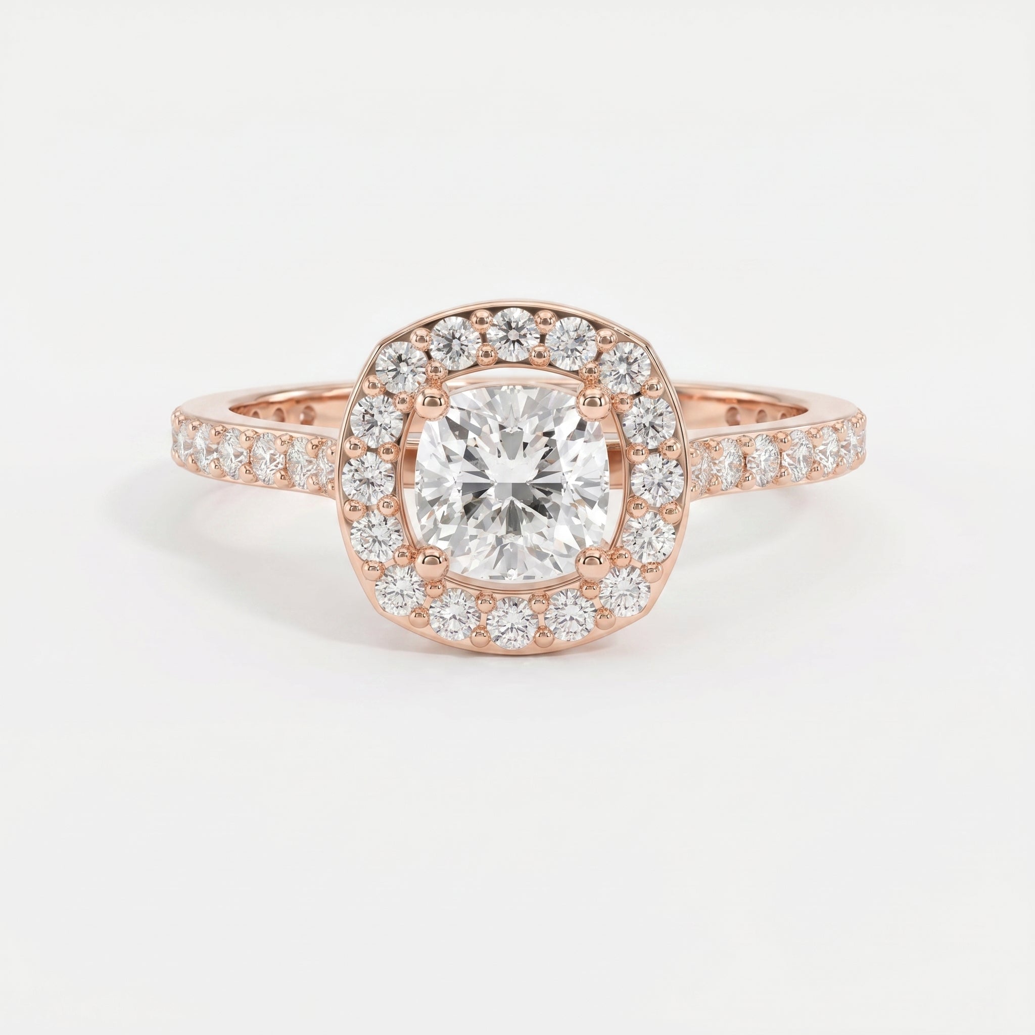 Elegant Cushion diamond Side Stone engagement ring