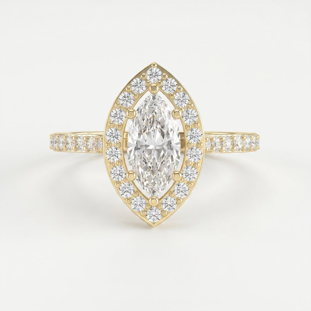 Marquise cut diamond Side Stone Engagement ring