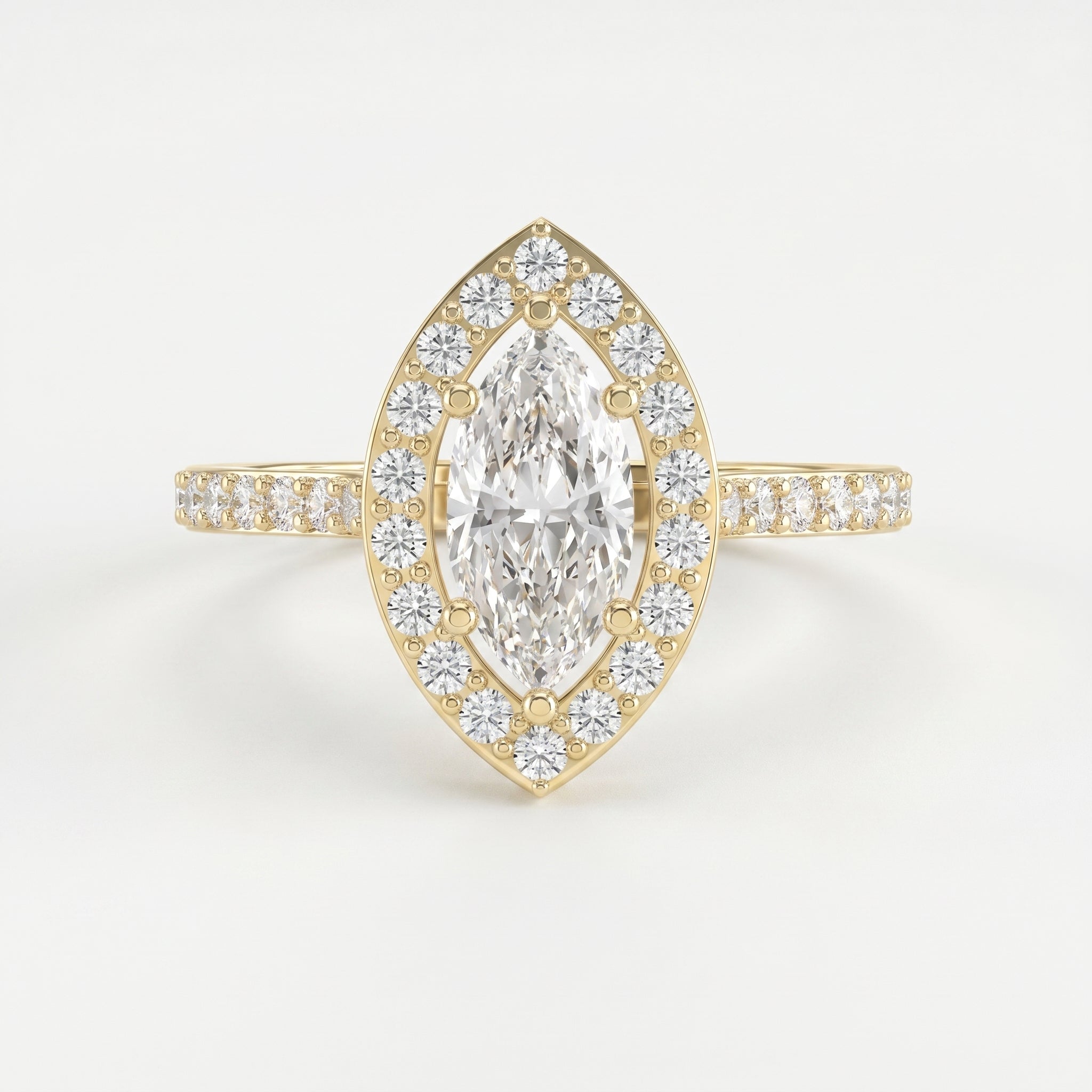 Marquise cut diamond Side Stone Engagement ring