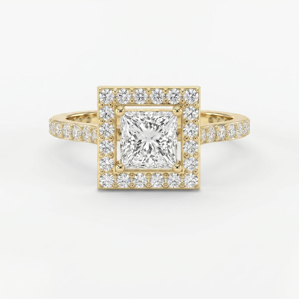 Princess Cut Diamond Side Stone Engagement Ring