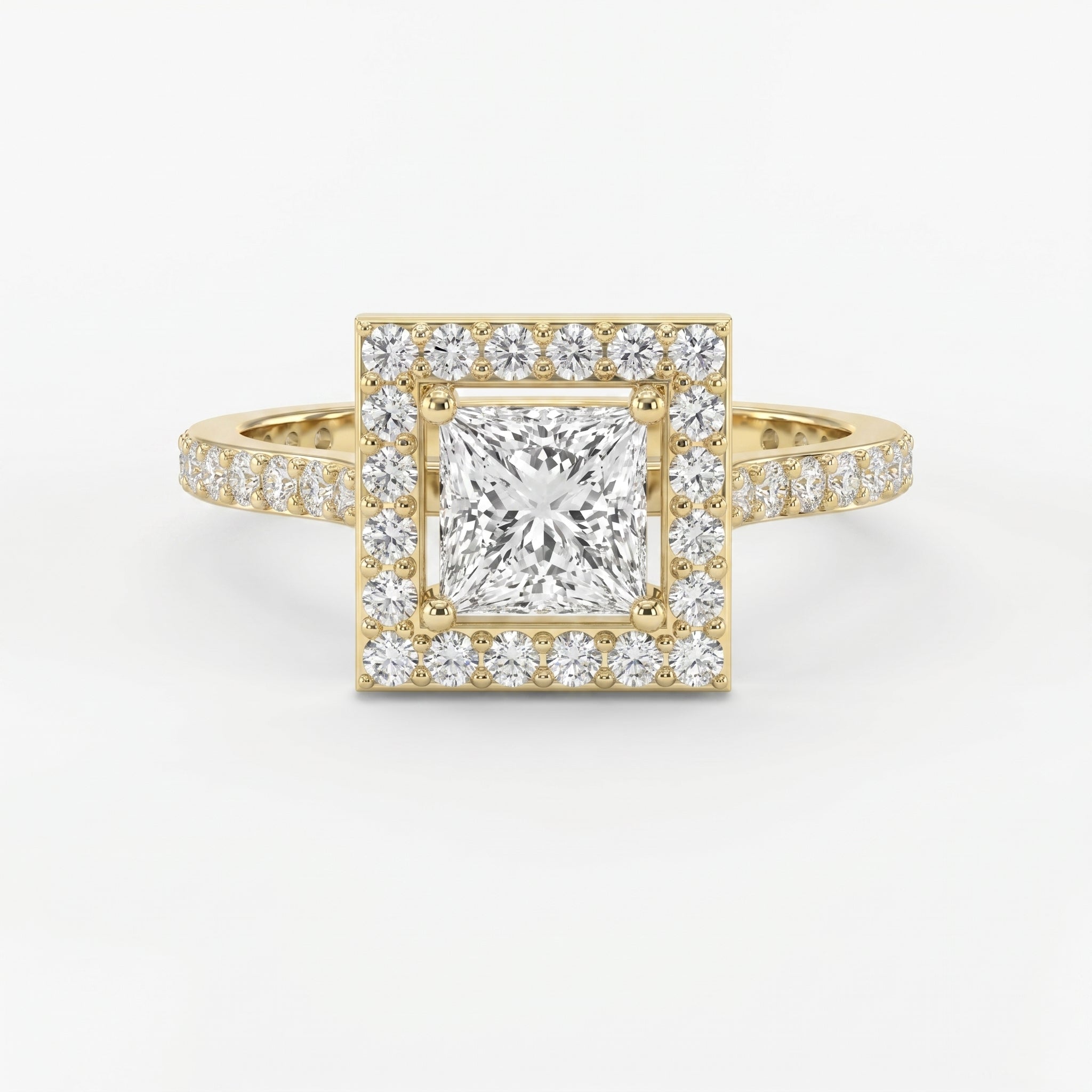 Princess Cut Diamond Side Stone Engagement Ring