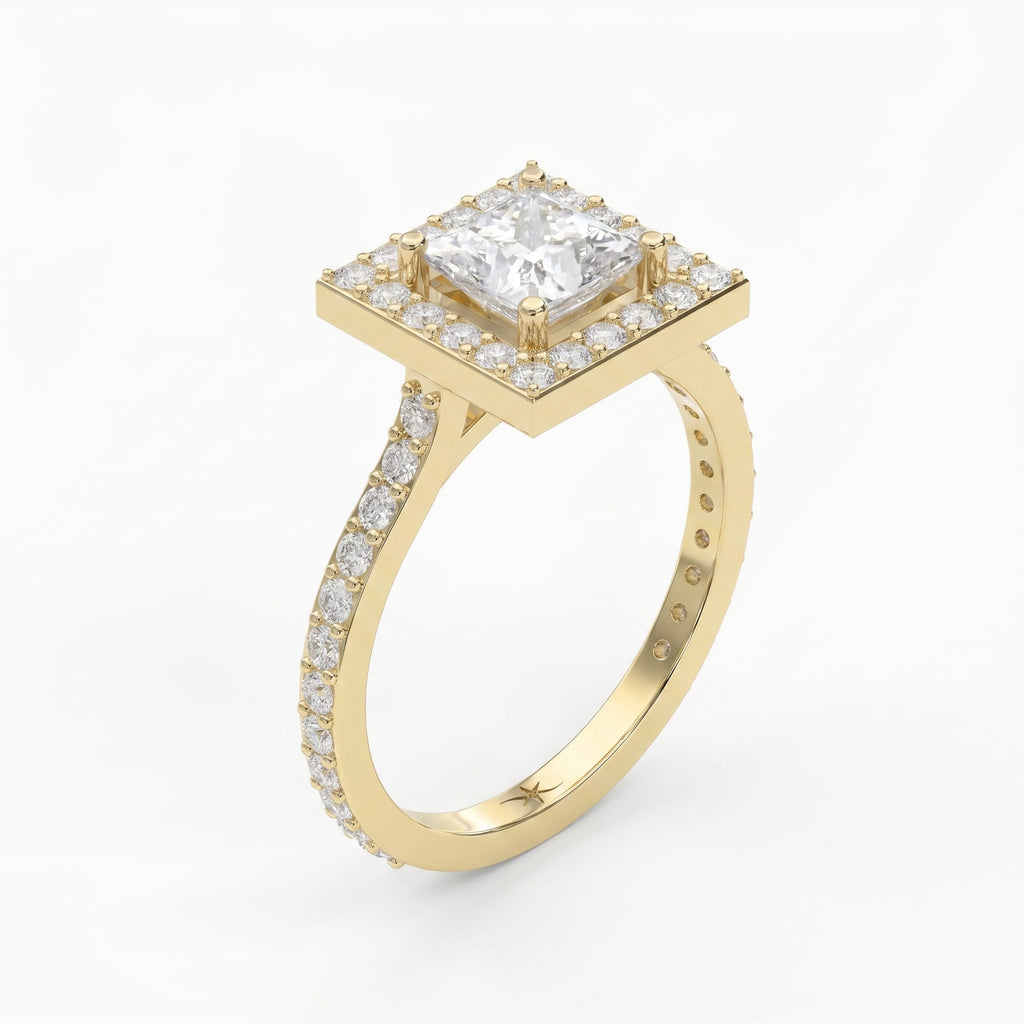 Princess Cut Diamond Side Stone Engagement Ring