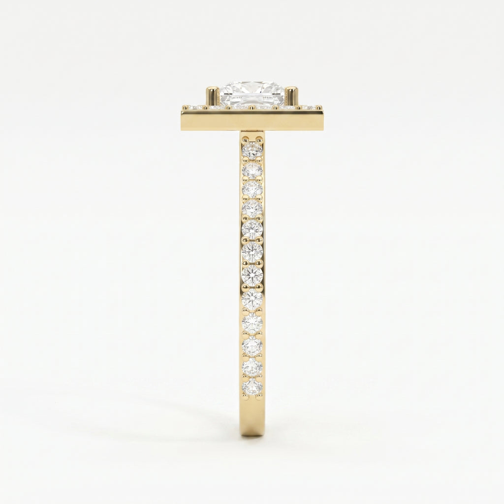 Princess Cut Diamond Side Stone Engagement Ring