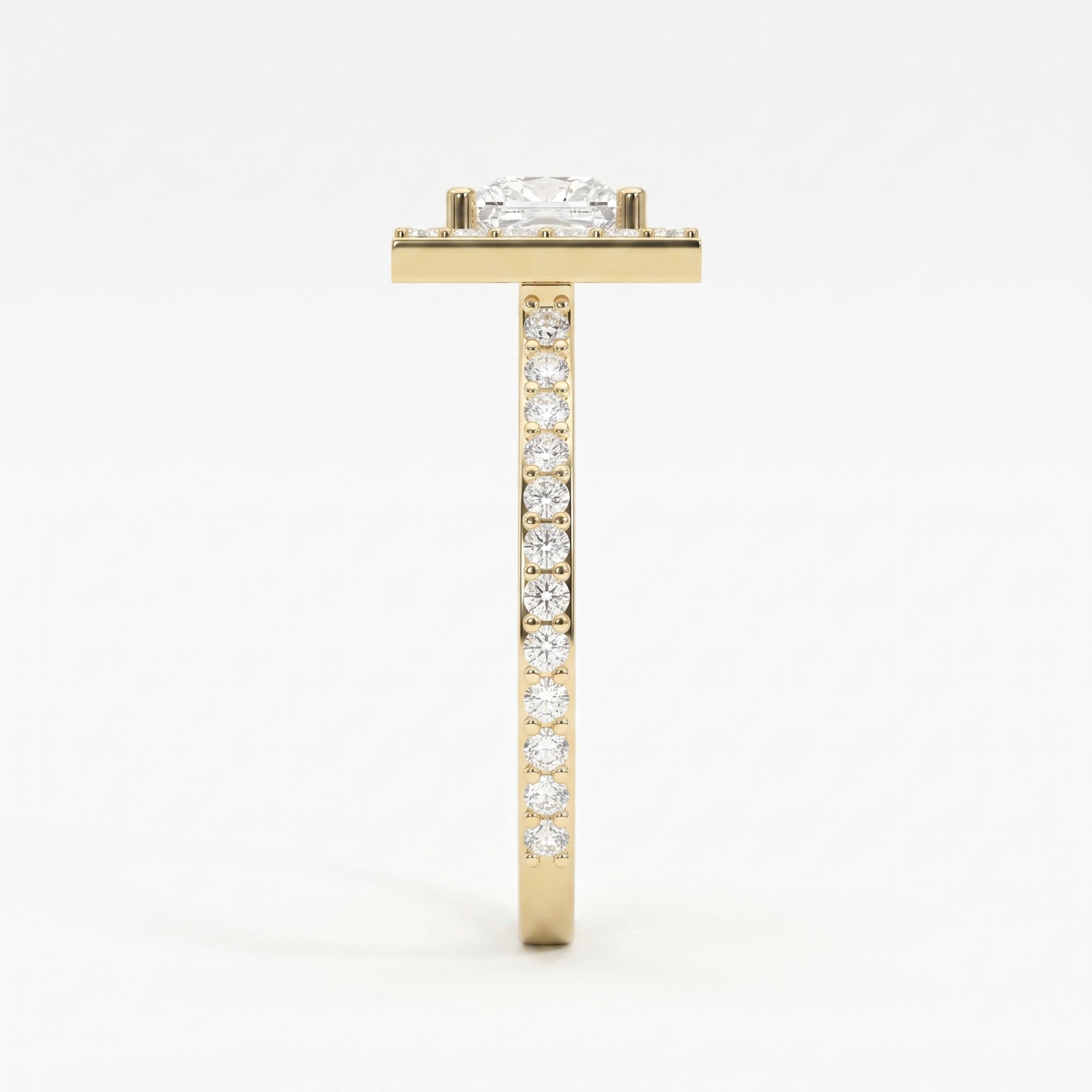 Princess Cut Diamond Side Stone Engagement Ring