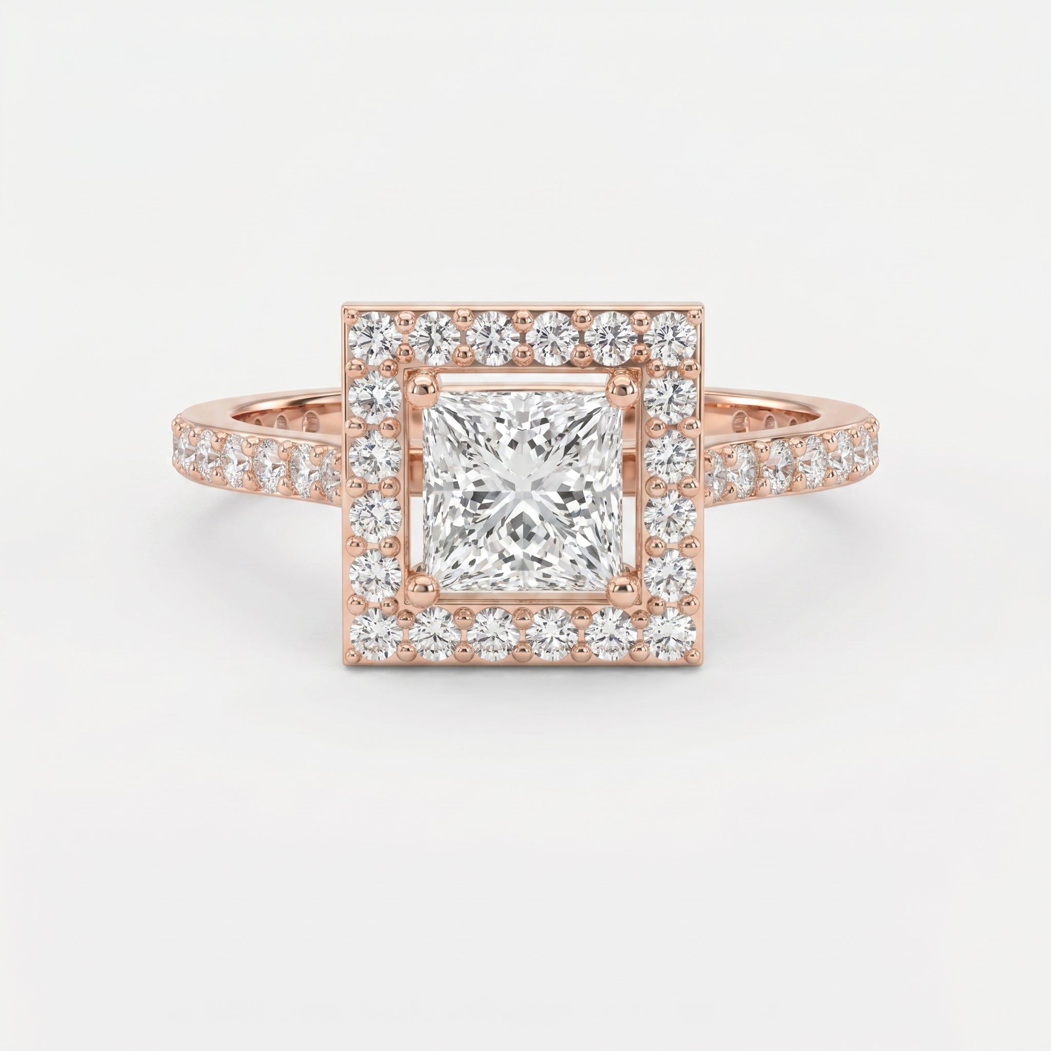 Princess Cut Diamond Side Stone Engagement Ring