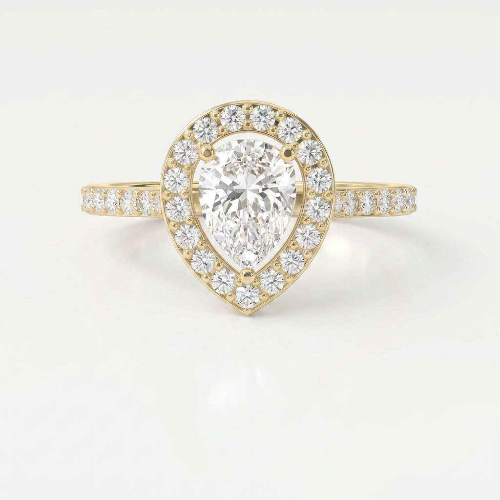 Pear Cut Diamond Side Stone Engagement Ring