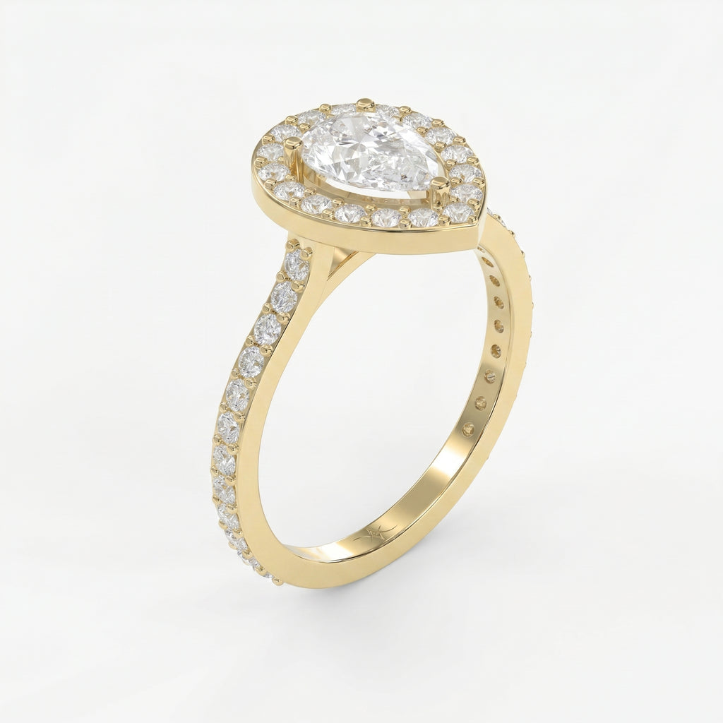Pear Cut Diamond Side Stone Engagement Ring