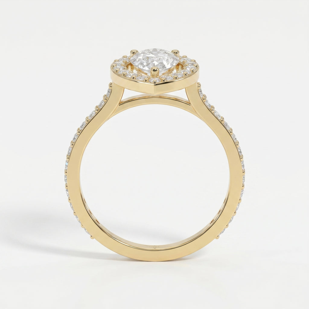 Pear Cut Diamond Side Stone Engagement Ring
