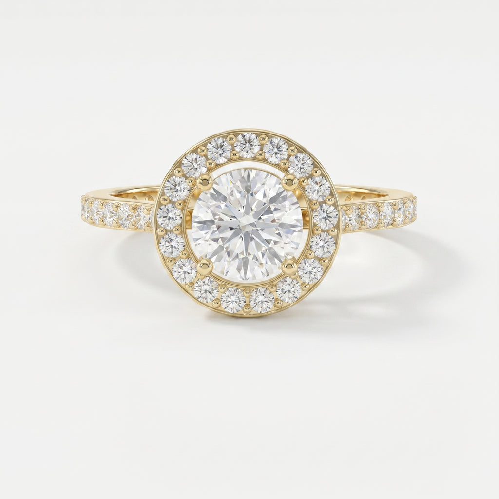 Round Cut Diamond Side Stone Engagement Ring