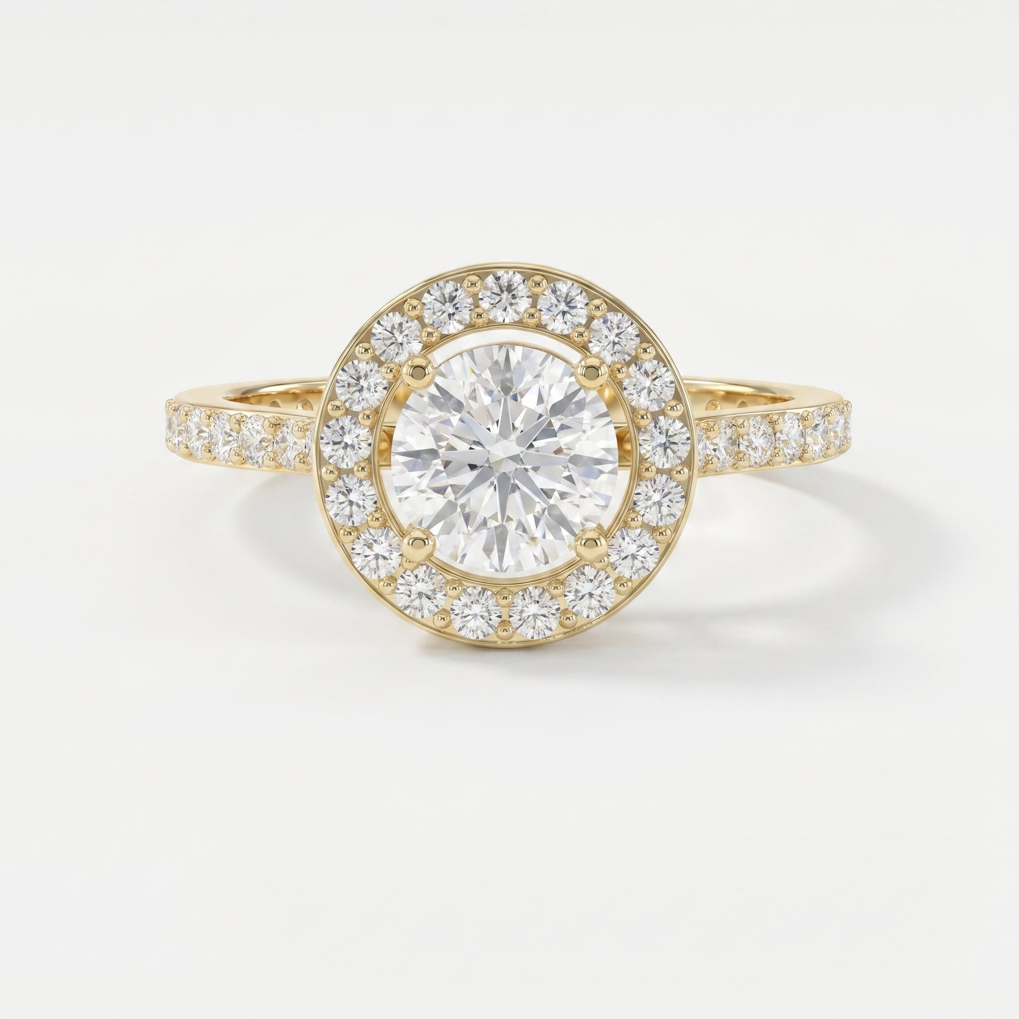 Round Cut Diamond Side Stone Engagement Ring