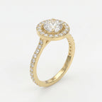 Round Cut Diamond Side Stone Engagement Ring