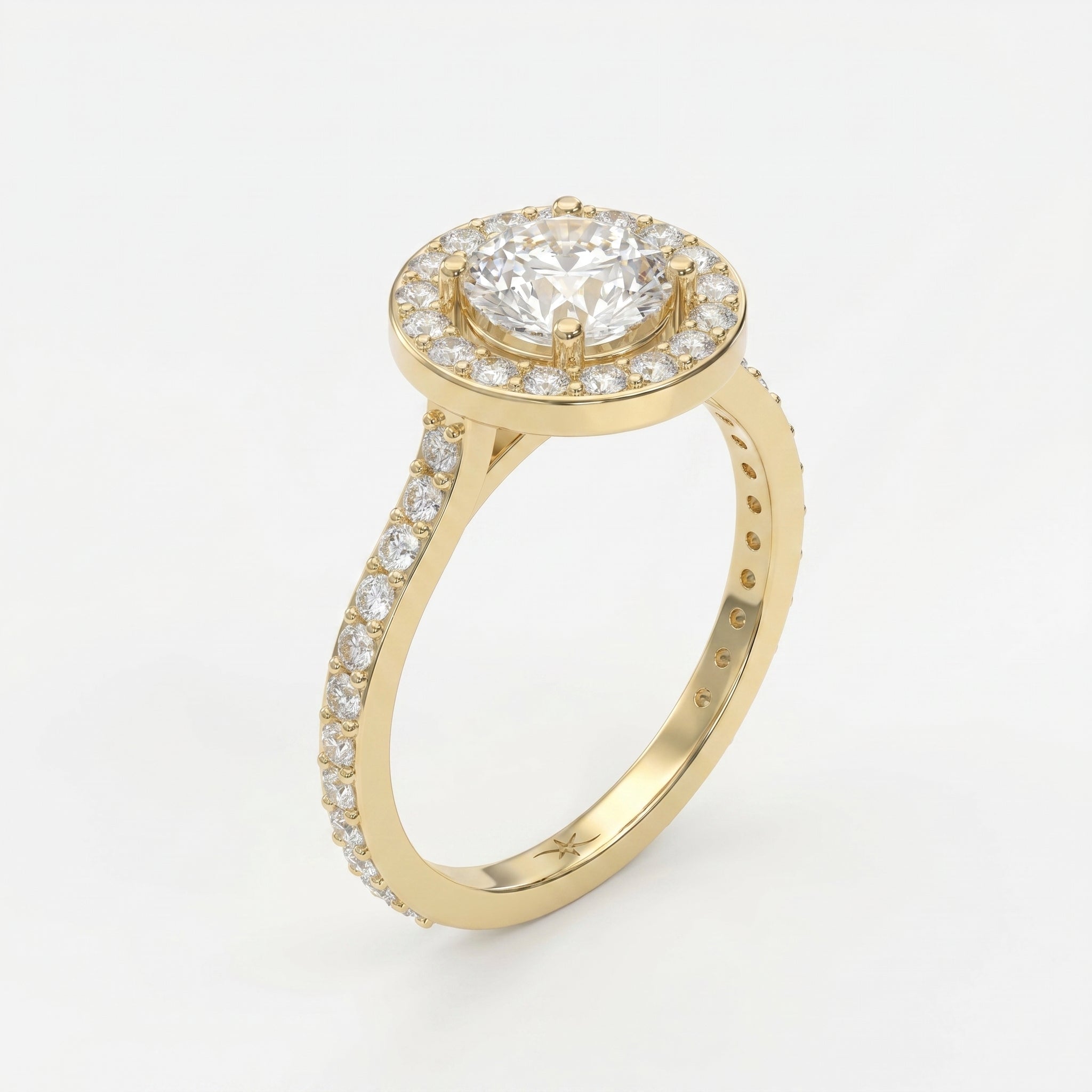 Round Cut Diamond Side Stone Engagement Ring
