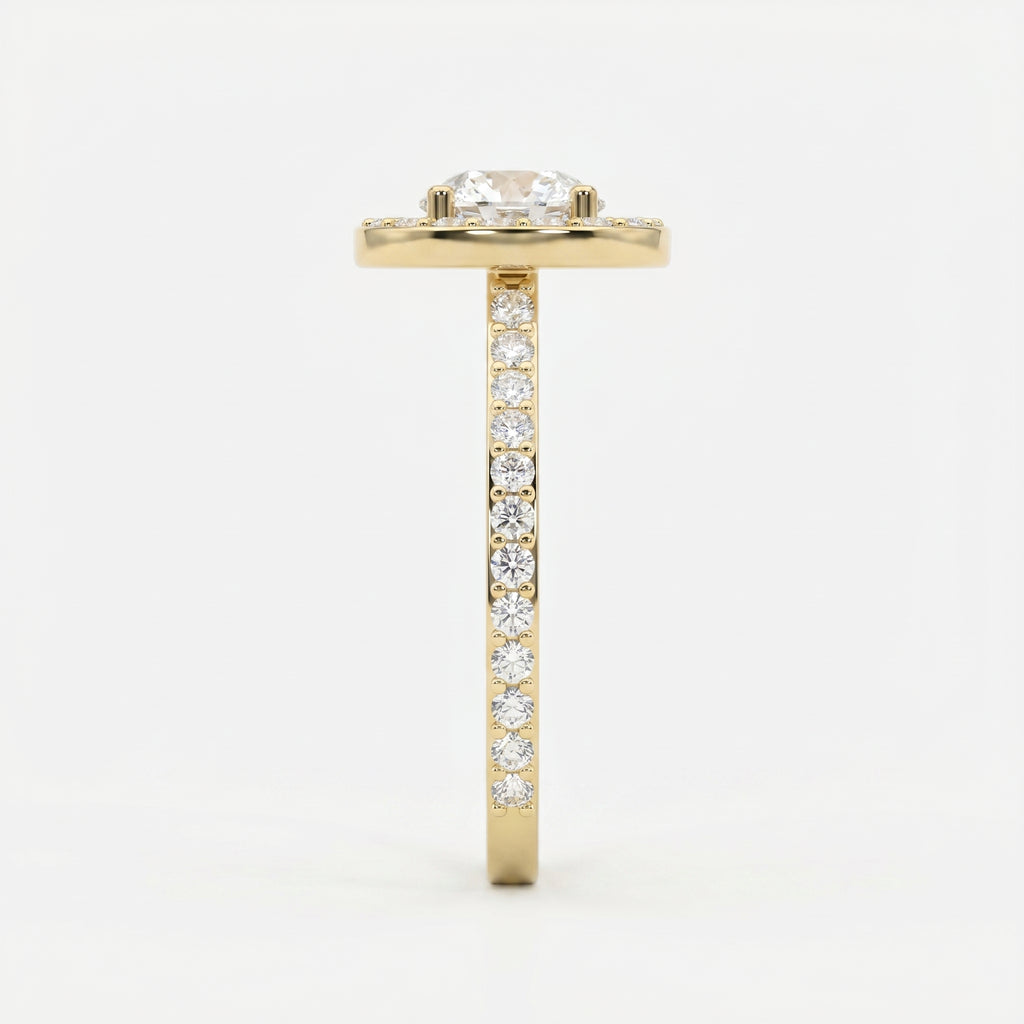 Round Cut Diamond Side Stone Engagement Ring