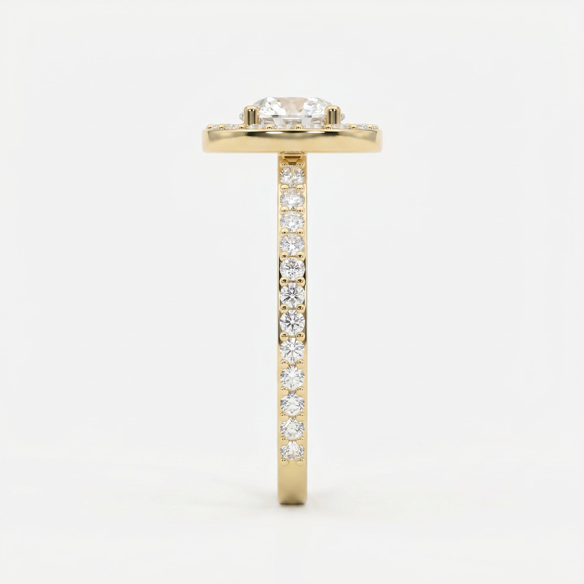 Round Cut Diamond Side Stone Engagement Ring