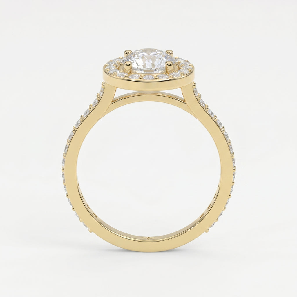 Round Cut Diamond Side Stone Engagement Ring