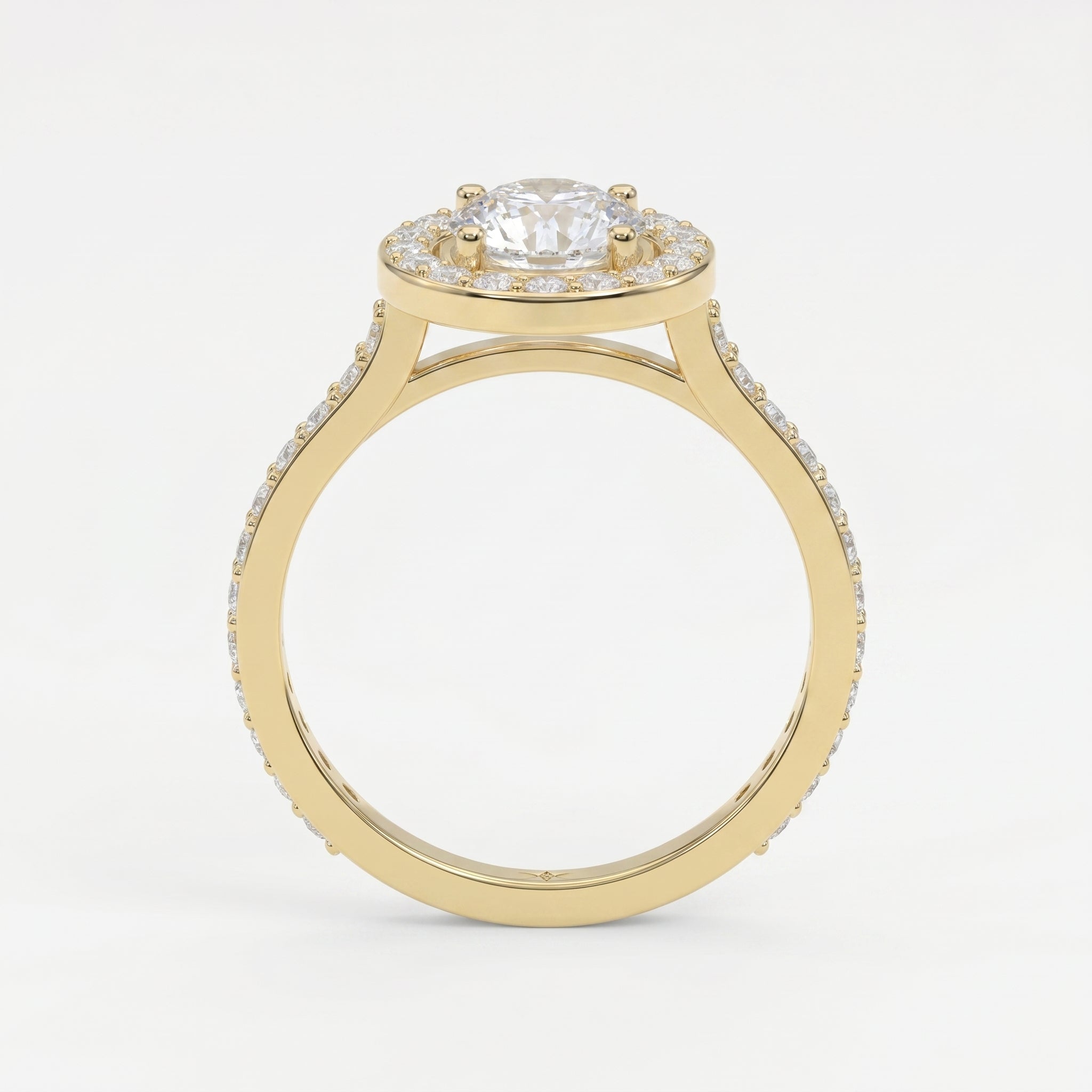 Round Cut Diamond Side Stone Engagement Ring