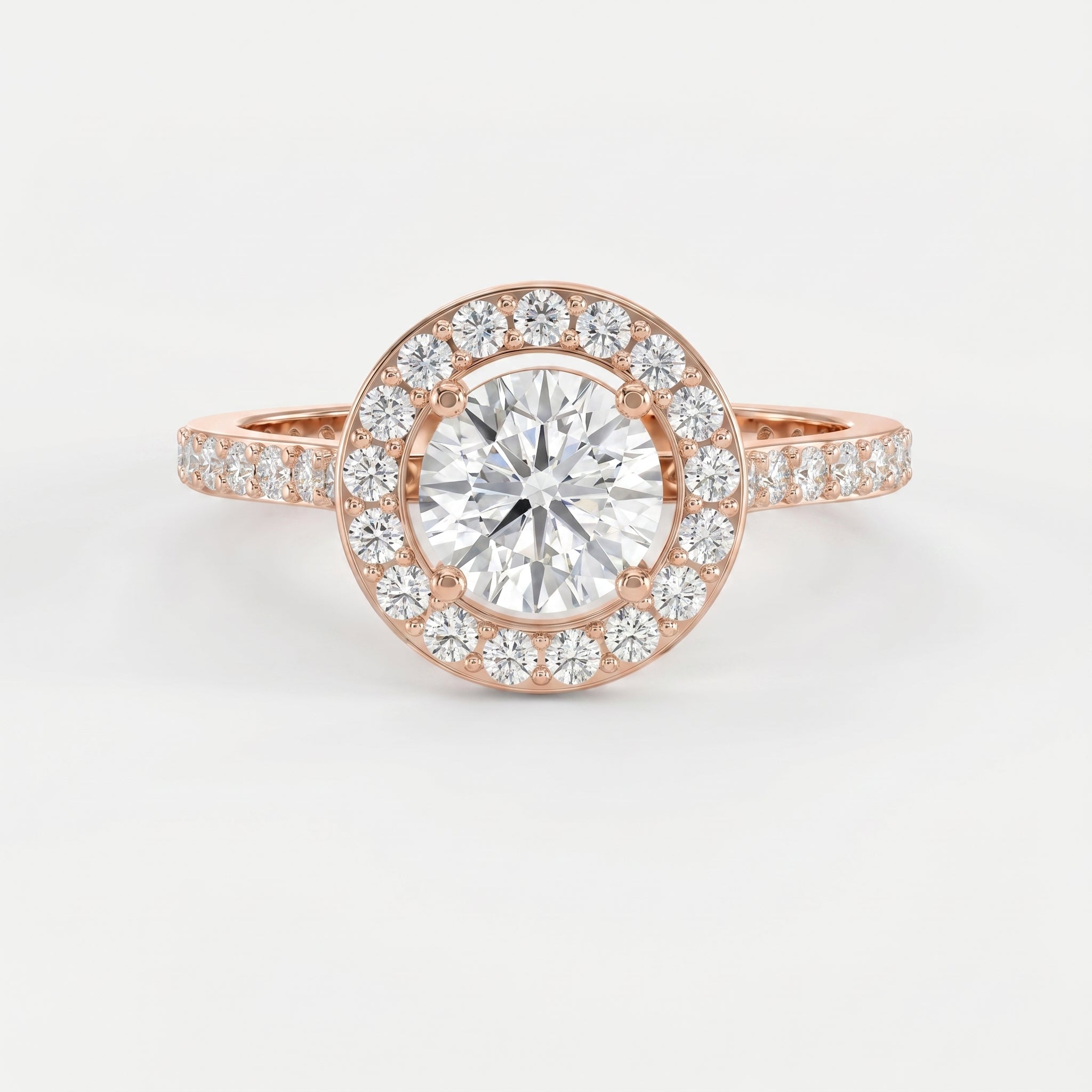 Round Cut Diamond Side Stone Engagement Ring