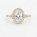 Elegant Oval Diamond Side Stone Pavé Engagement Ring
