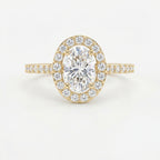 Elegant Oval Diamond Side Stone Pavé Engagement Ring