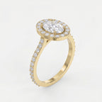 Elegant Oval Diamond Side Stone Pavé Engagement Ring