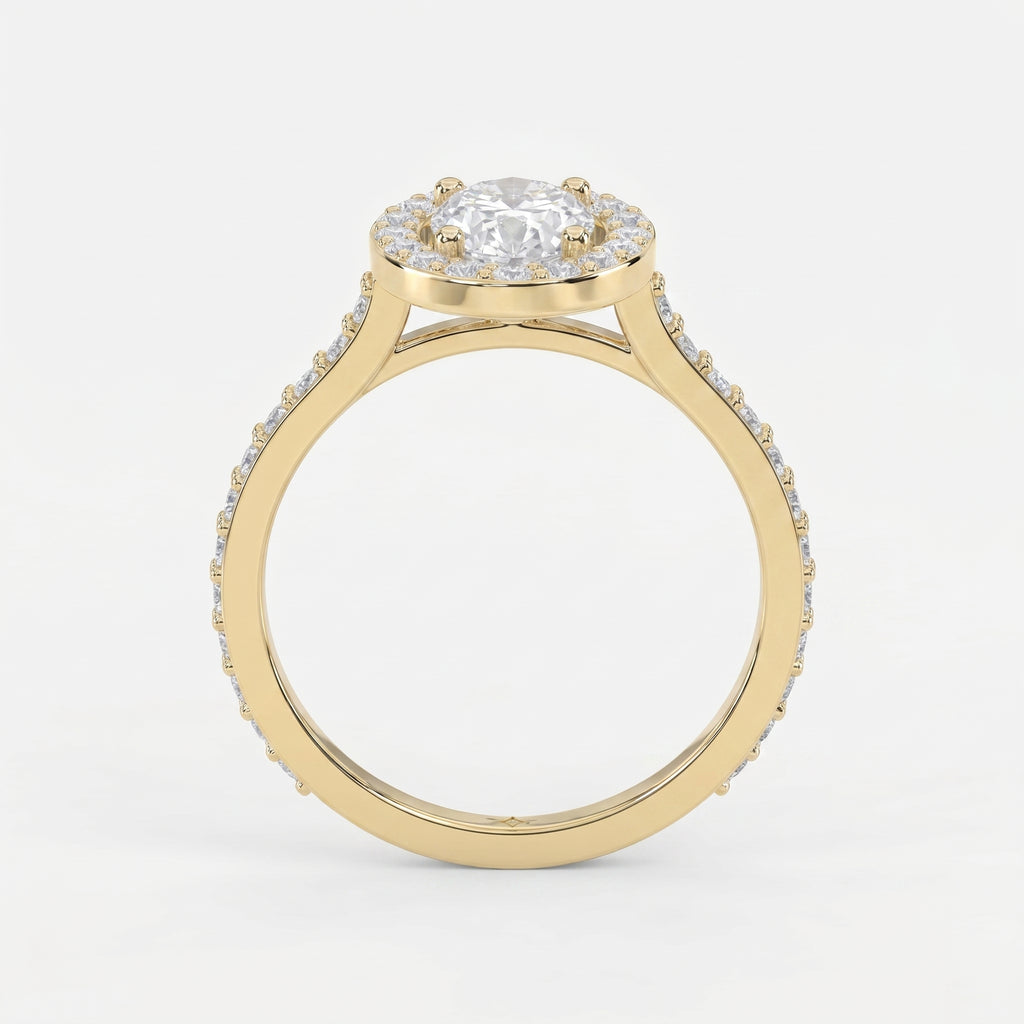 Elegant Oval Diamond Side Stone Pavé Engagement Ring