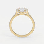 Elegant Oval Diamond Side Stone Pavé Engagement Ring