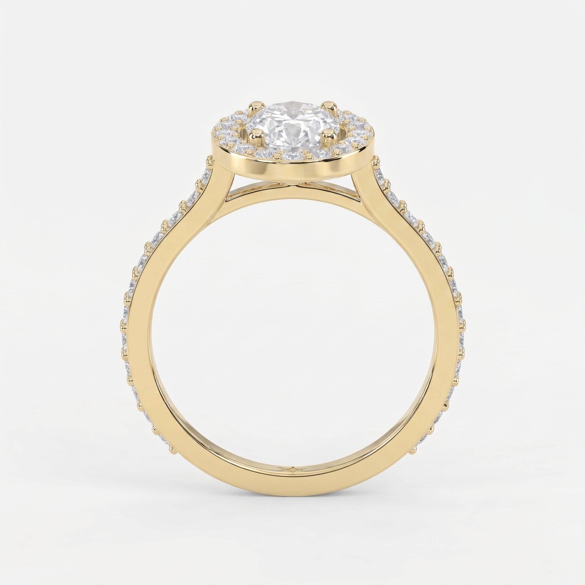 Elegant Oval Diamond Side Stone Pavé Engagement Ring