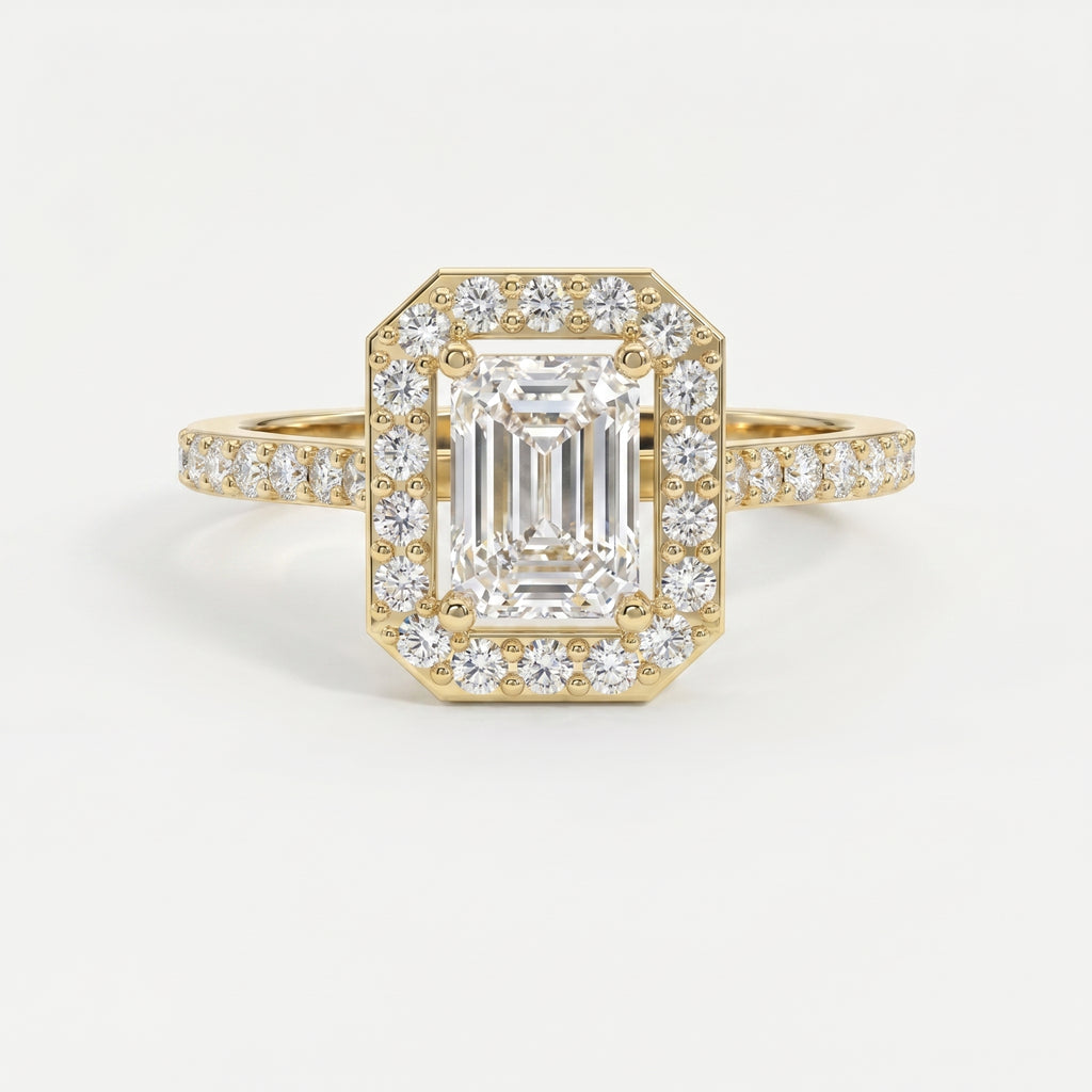 Emerald Cut Diamond Side Stone Pavé Engagement Ring
