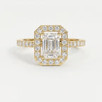 Emerald Cut Diamond Side Stone Pavé Engagement Ring