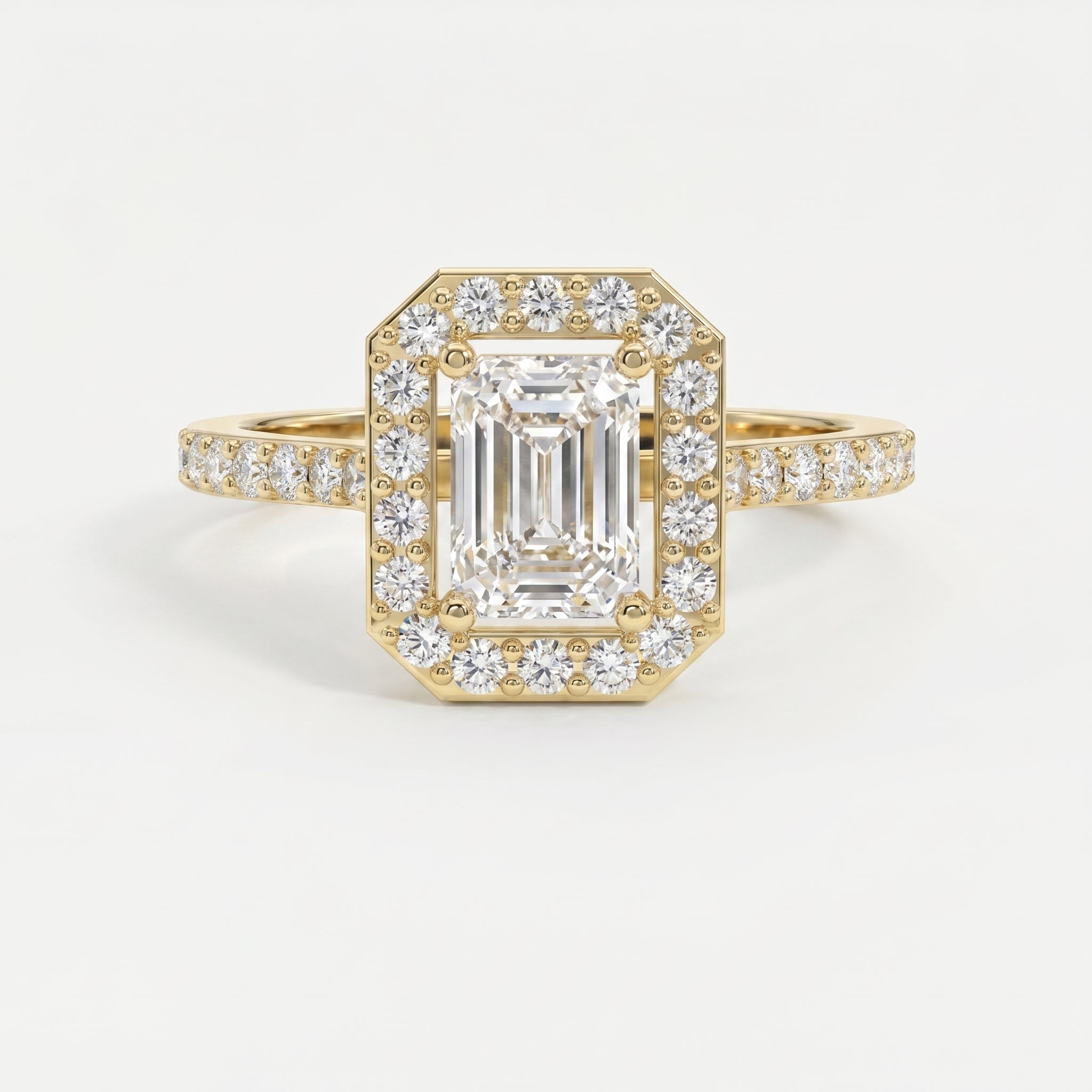 Emerald Cut Diamond Side Stone Pavé Engagement Ring