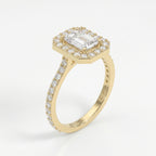 Emerald Cut Diamond Side Stone Pavé Engagement Ring