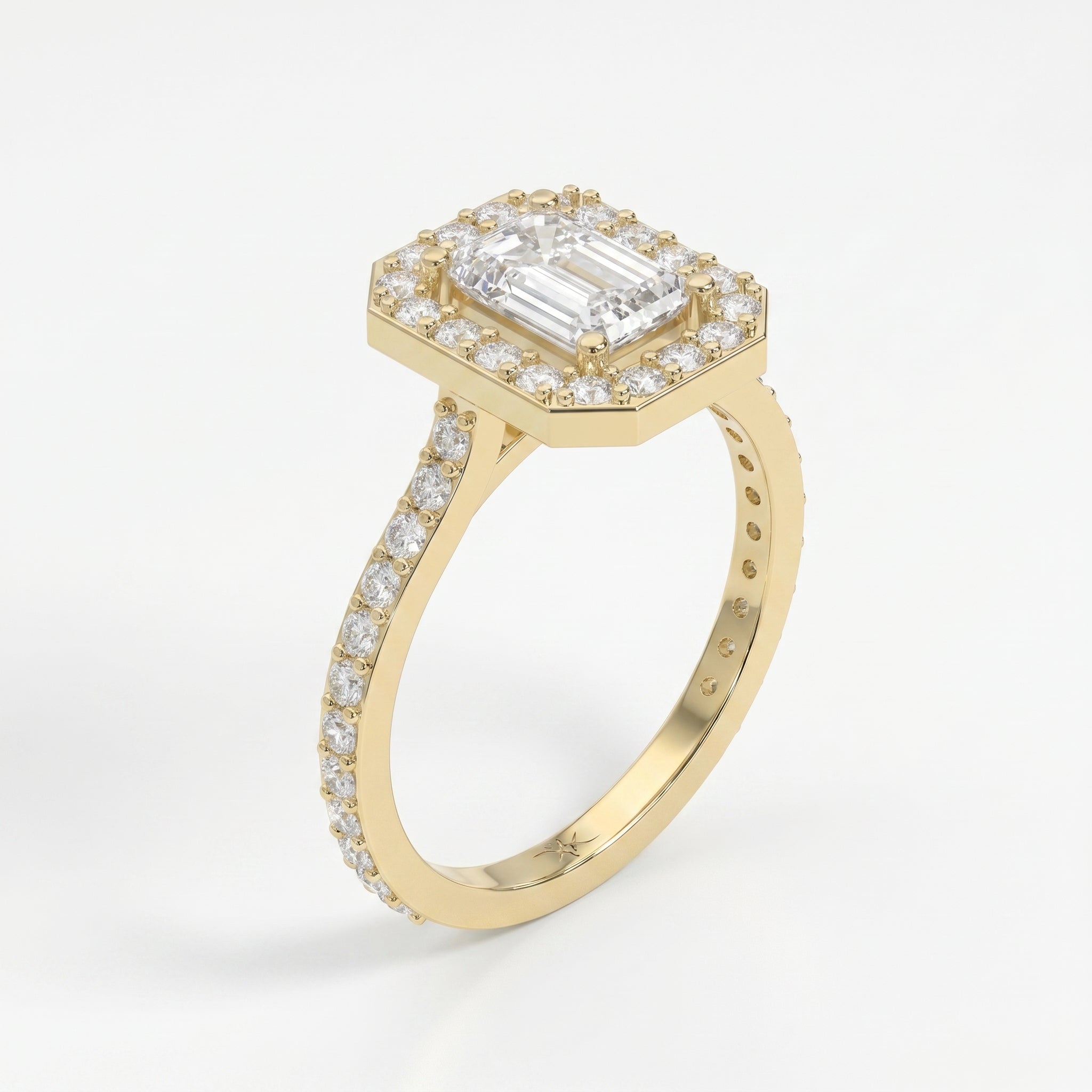 Emerald Cut Diamond Side Stone Pavé Engagement Ring