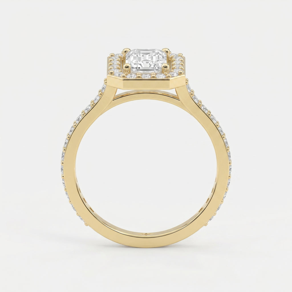 Emerald Cut Diamond Side Stone Pavé Engagement Ring