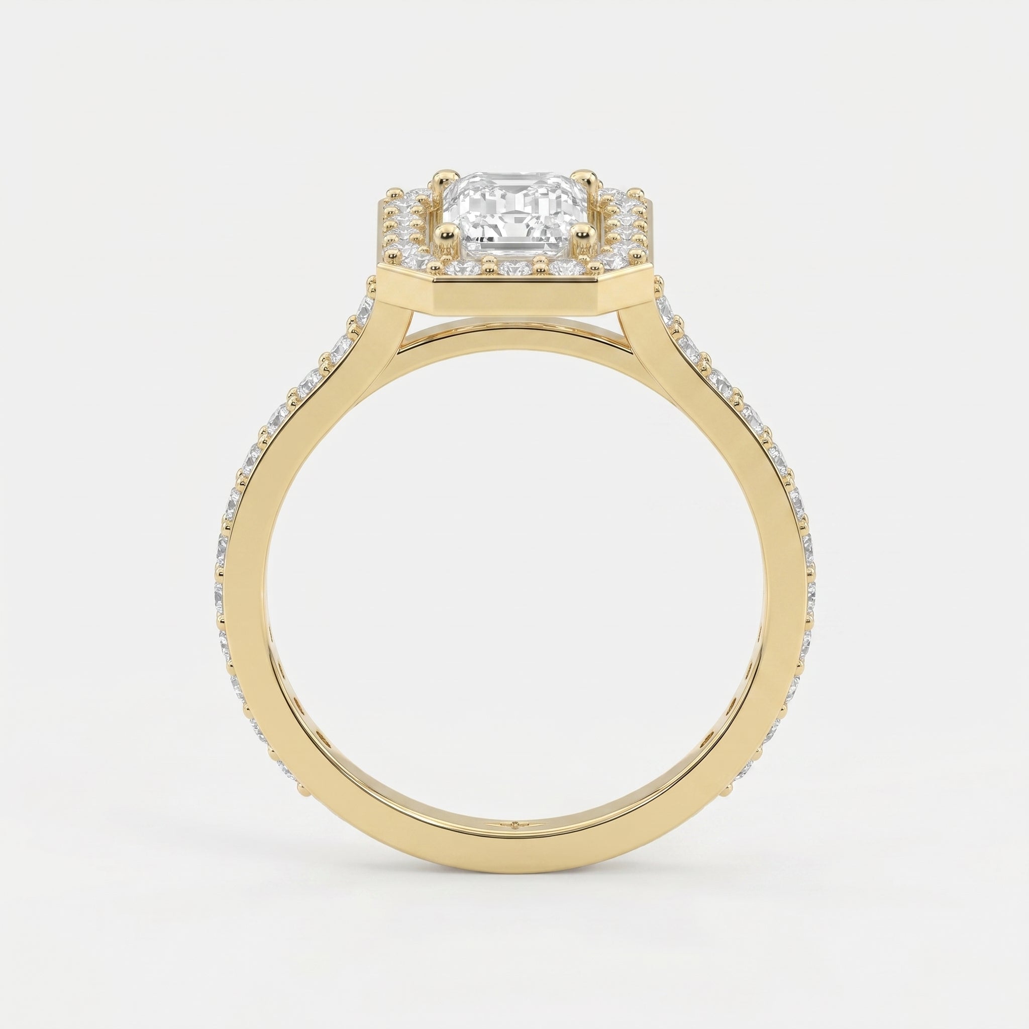 Emerald Cut Diamond Side Stone Pavé Engagement Ring