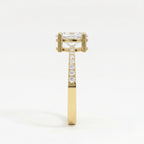 Oval Cut Diamond Side Stone Engagement Ring with Pavé Band