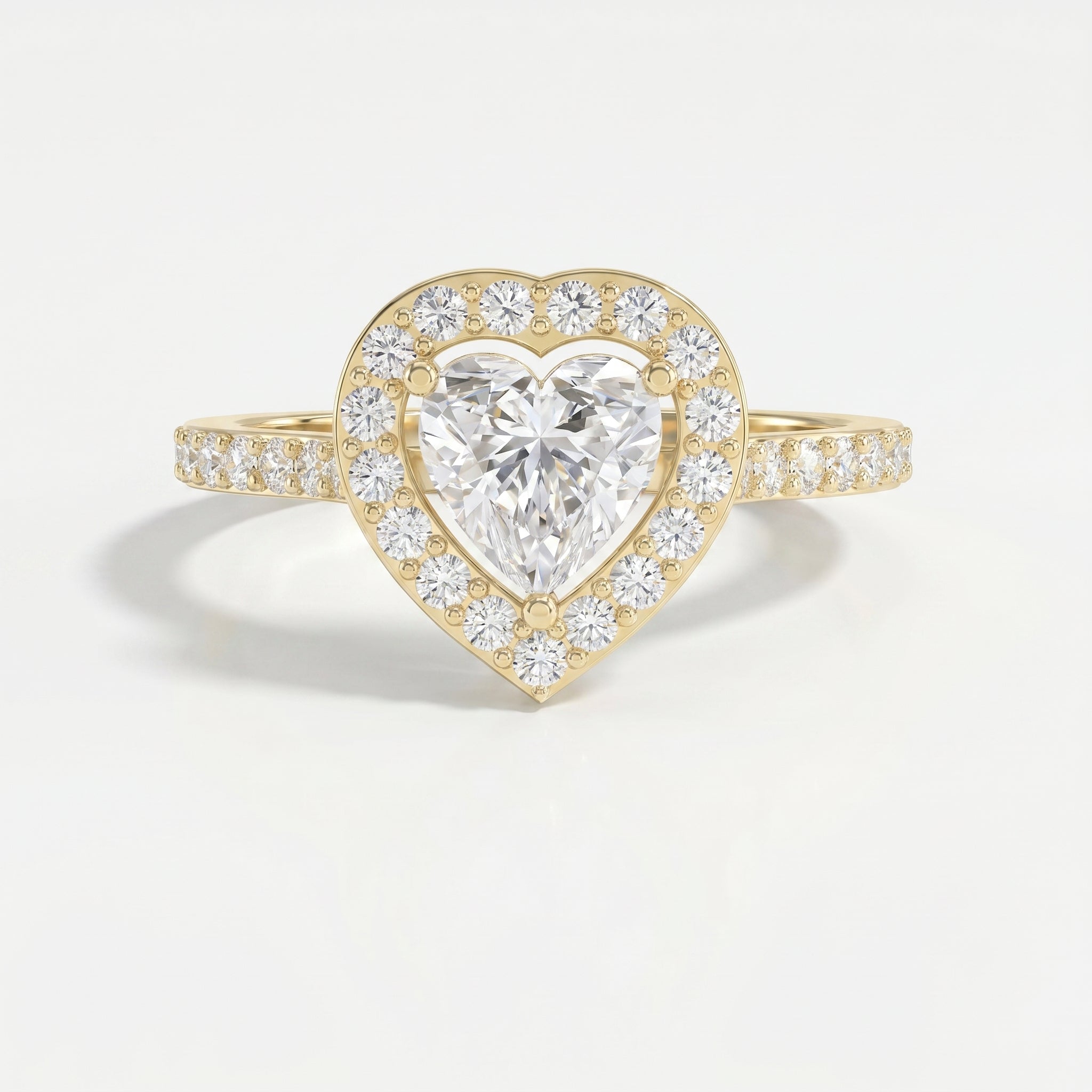 Heart Shape Diamond Halo Ring with Pavé Engagement Ring