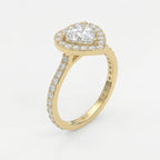 Heart Shape Diamond Halo Ring with Pavé Engagement Ring