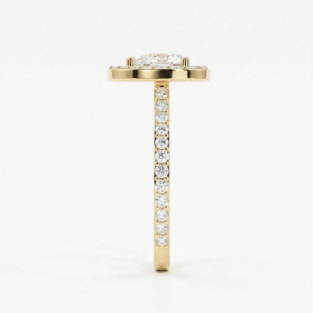 Heart Shape Diamond Halo Ring with Pavé Engagement Ring