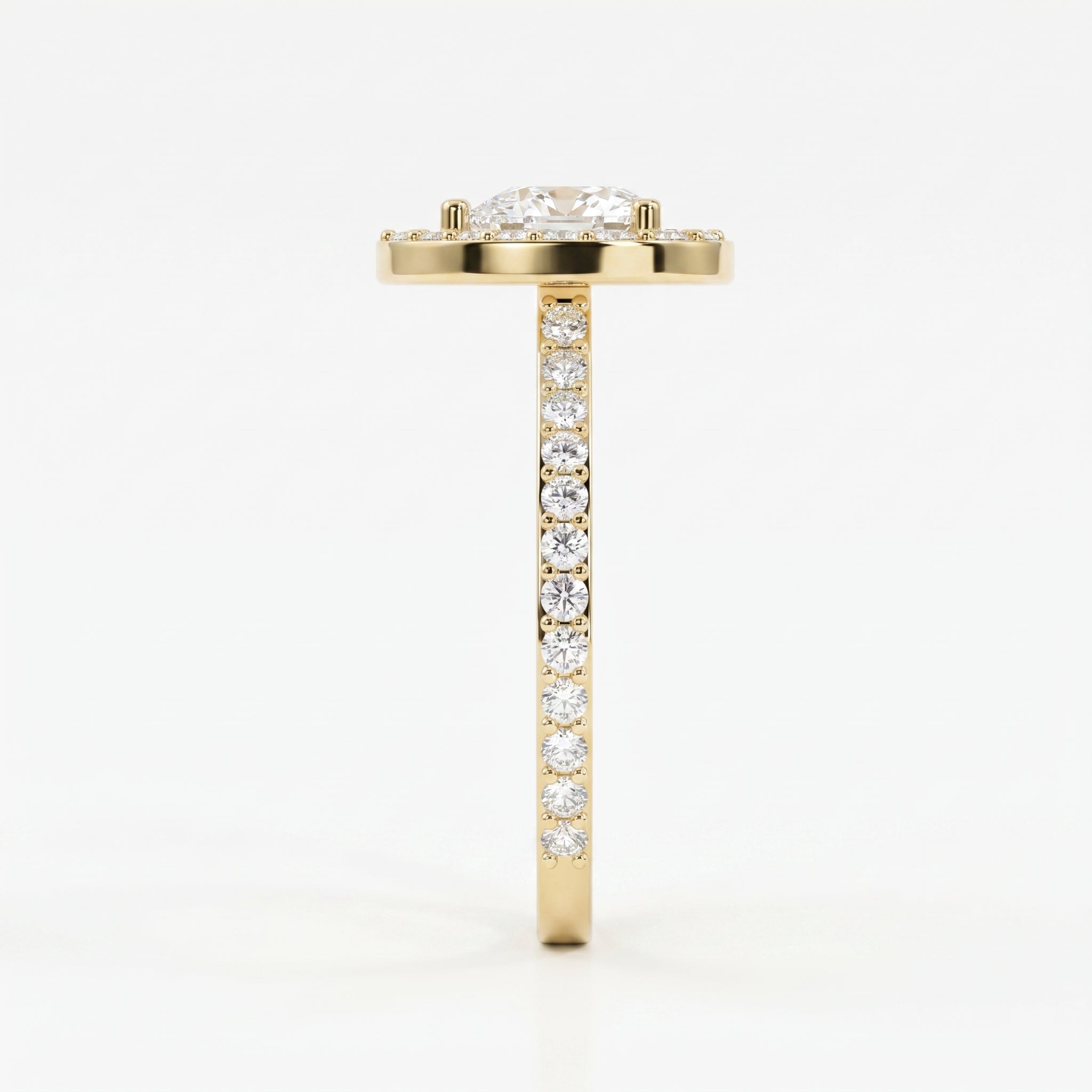 Heart Shape Diamond Halo Ring with Pavé Engagement Ring