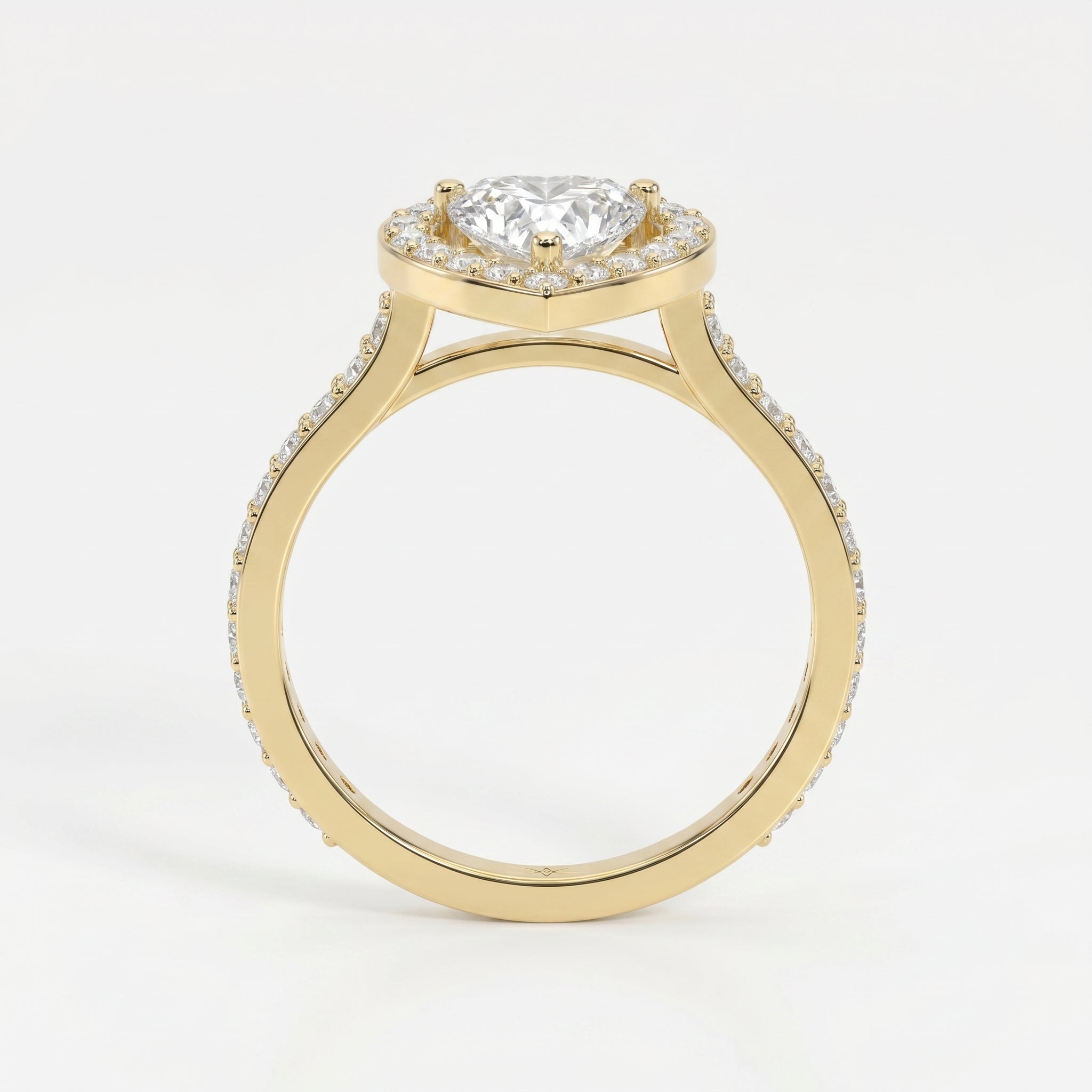 Heart Shape Diamond Halo Ring with Pavé Engagement Ring
