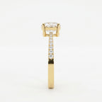 Elegant Round Cut Diamond Side Stone Ring with Pavé Band