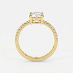 Elegant Round Cut Diamond Side Stone Ring with Pavé Band