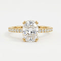 Cushion Cut Diamond  Pave Side Stone Engagement  Ring
