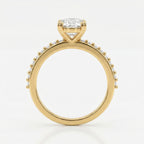 Cushion Cut Diamond  Pave Side Stone Engagement  Ring