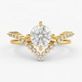 Round Cut Diamond Split Shank Chevron Pave Side Stone Engagement Ring