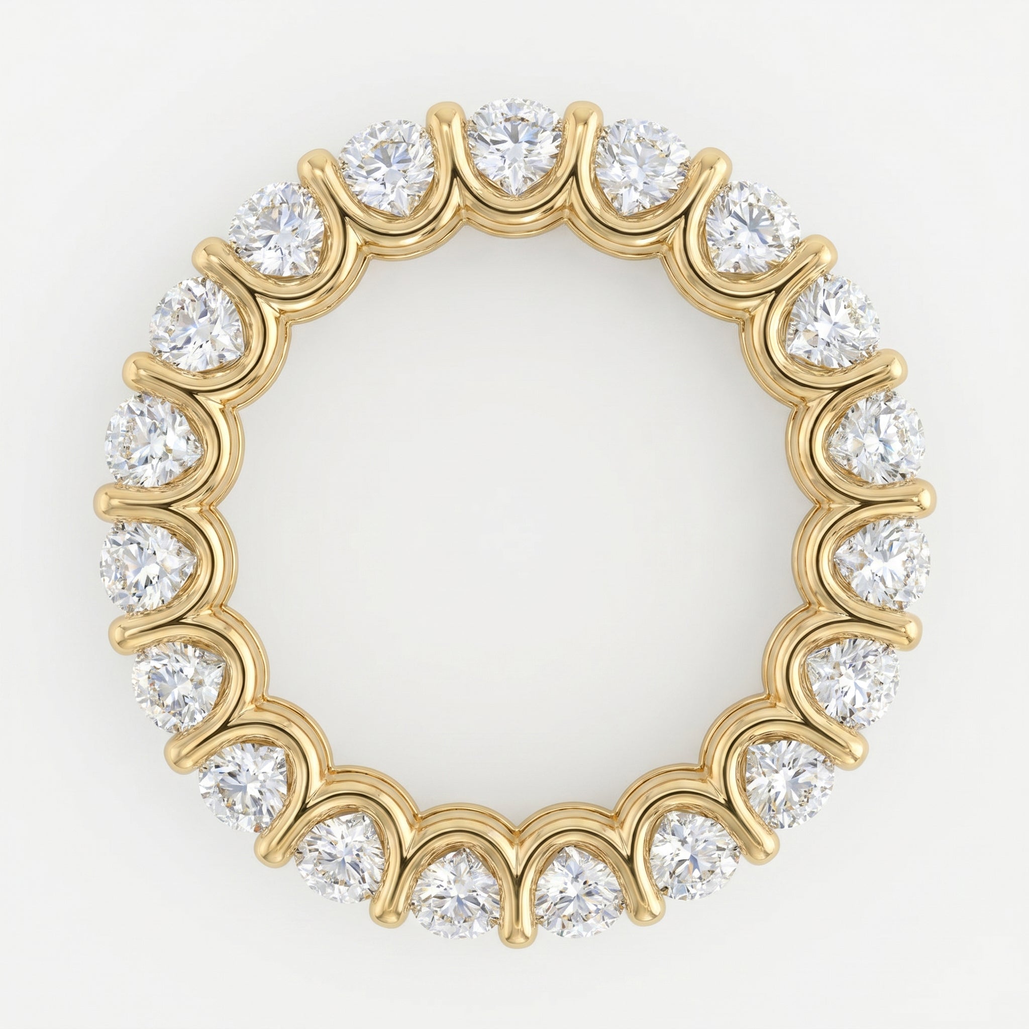 Gold ring with diamonds on a white background