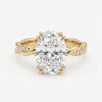 Oval Cut Diamond Round Accent Side Stone Engagement Ring