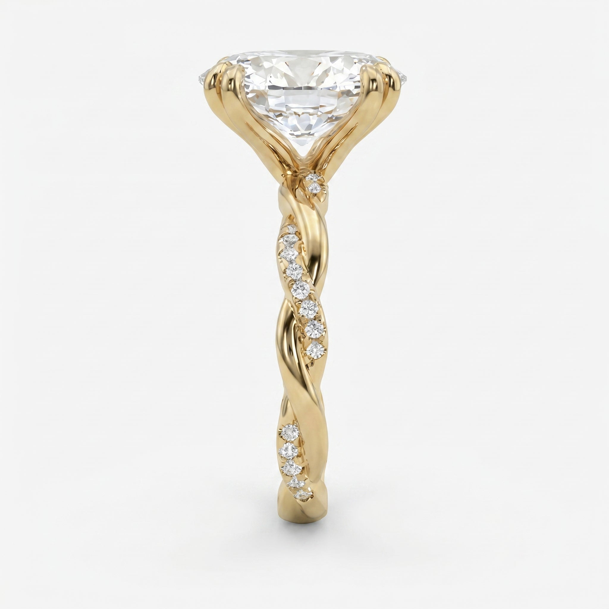 Oval Cut Diamond Round Accent Side Stone Engagement Ring