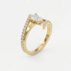 Elegant Pear-Cut Diamond Bypass Side Stone Engagement Ring