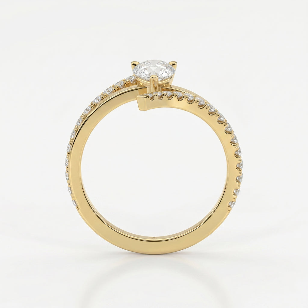 Elegant Pear-Cut Diamond Bypass Side Stone Engagement Ring